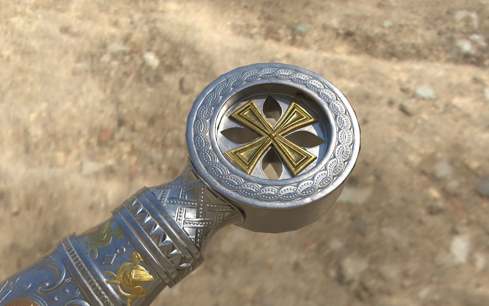 Sword Templar Low-poly 3D model_2