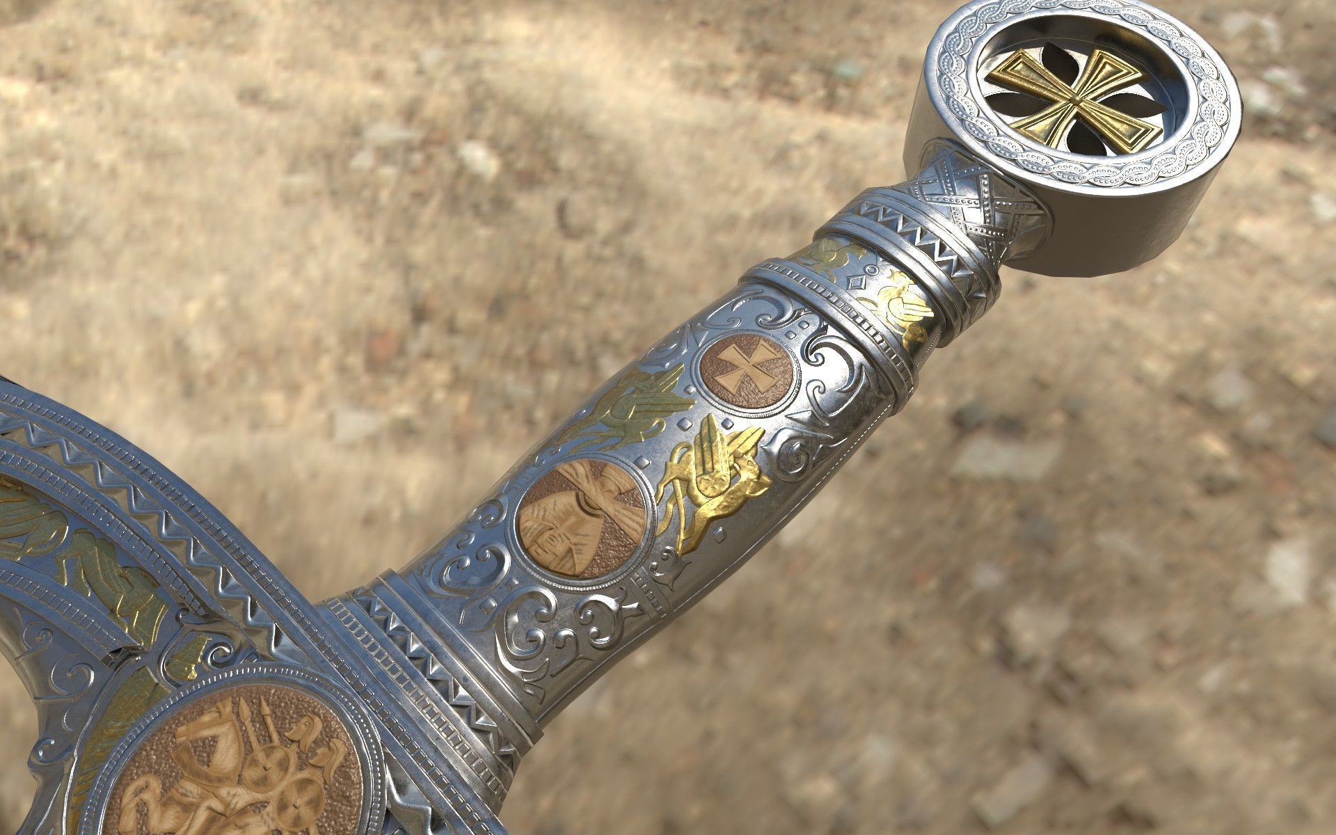 Sword Templar Low-poly 3D model_3