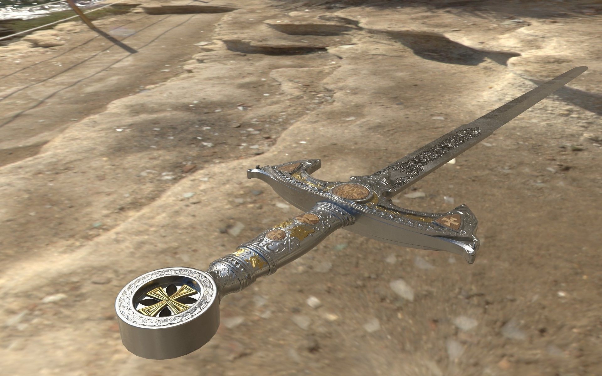 Sword Templar Low-poly 3D model_1