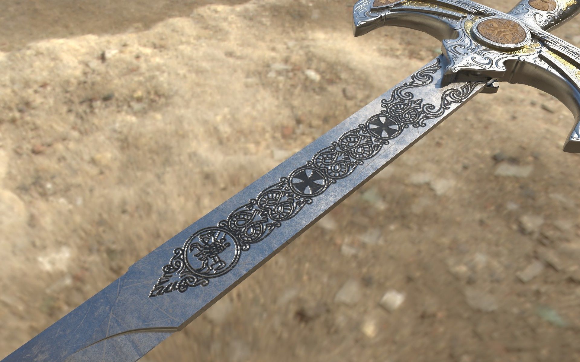 Sword Templar Low-poly 3D model_5