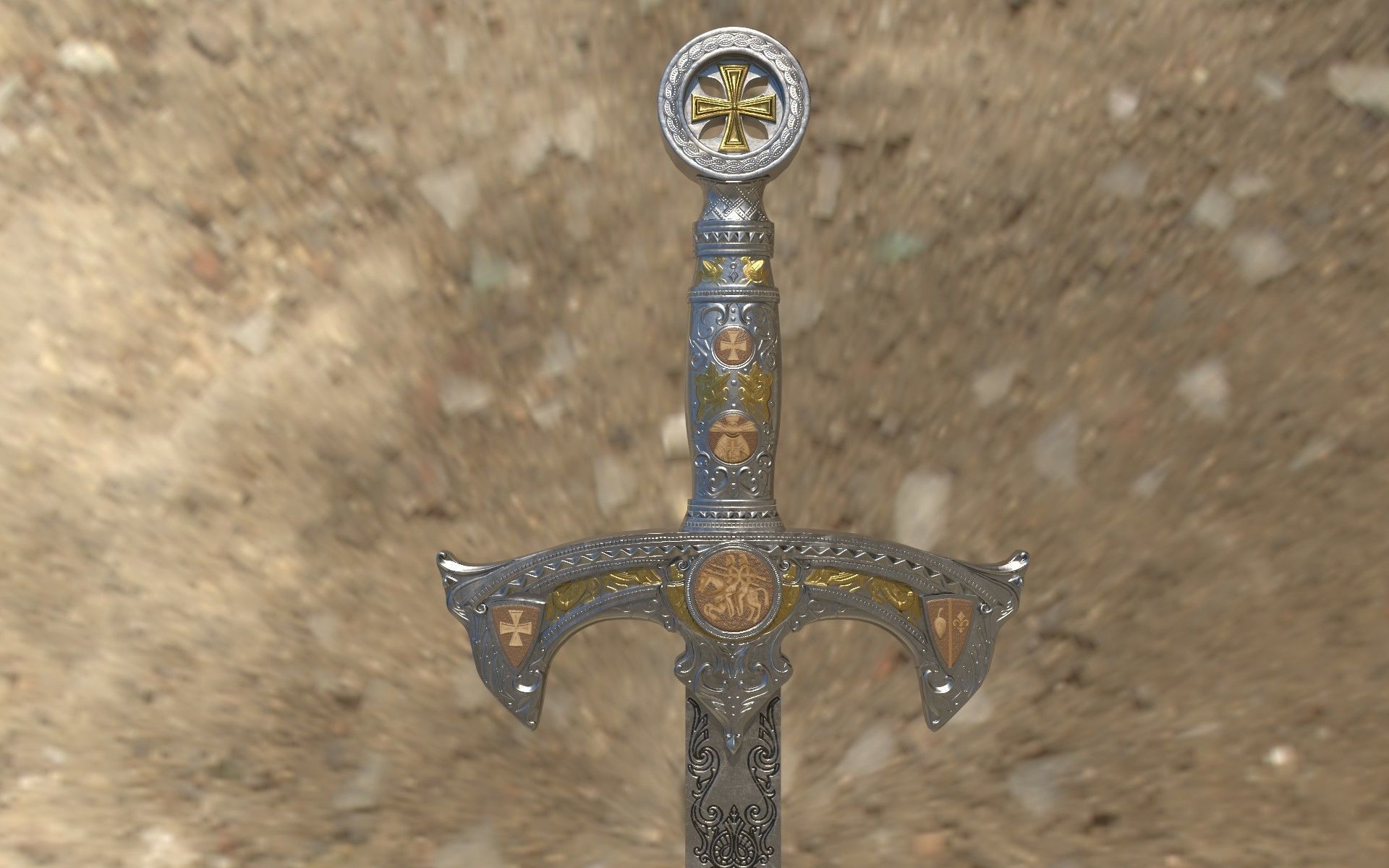 Sword Templar Low-poly 3D model_7