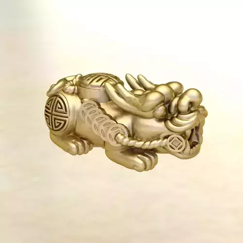 CHARM 3D PRINT golden dragon figurine