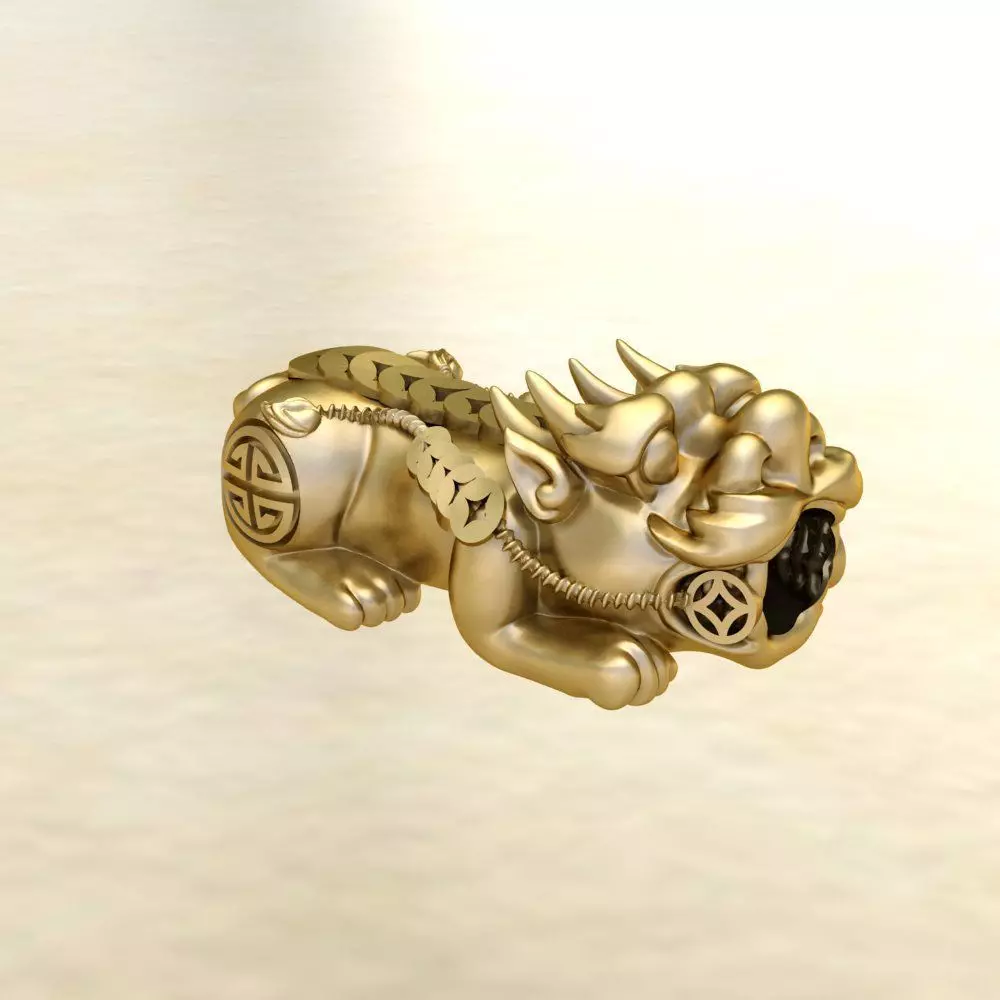 CHARM 3D PRINT golden lion figurine 3D print model_0