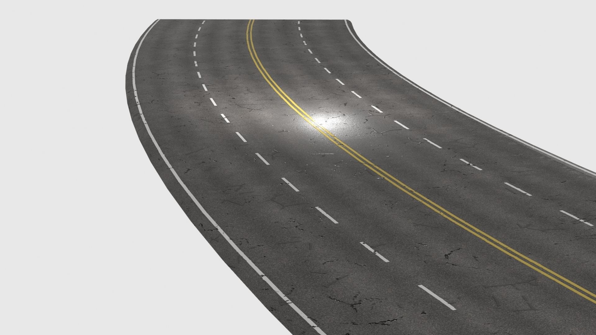 Modular Cracked 4-Lane Highway Roads 4K-2K Low-poly 3D model_8