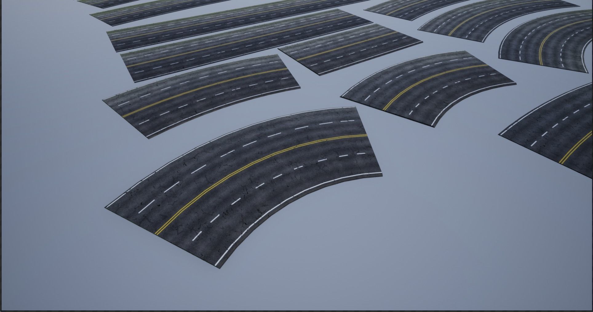 Modular Cracked 4-Lane Highway Roads 4K-2K Low-poly 3D model_9