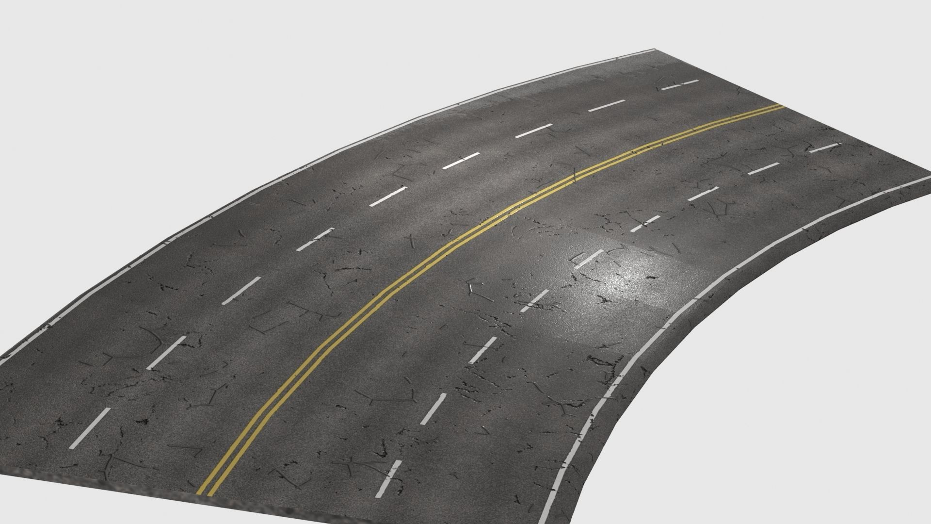 Modular Cracked 4-Lane Highway Roads 4K-2K Low-poly 3D model_6