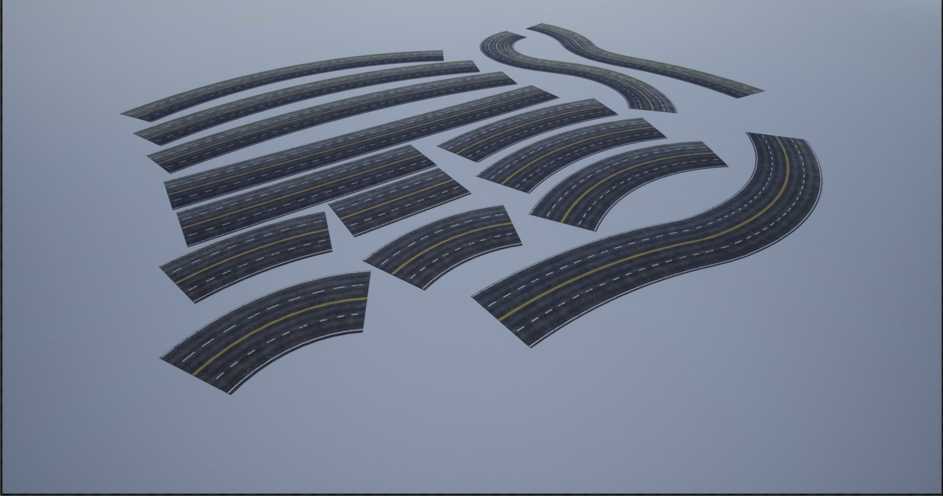 Modular Cracked 4-Lane Highway Roads 4K-2K Low-poly 3D model_20