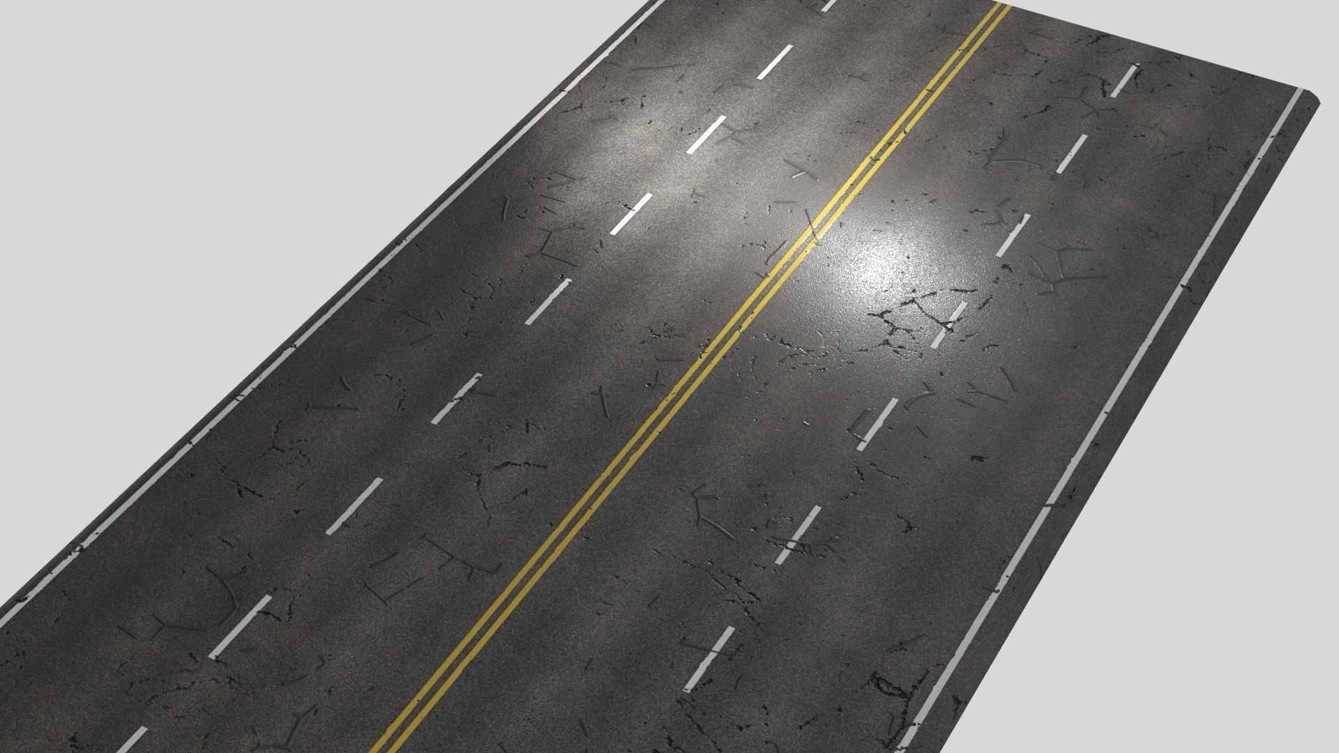 Modular Cracked 4-Lane Highway Roads 4K-2K Low-poly 3D model_4