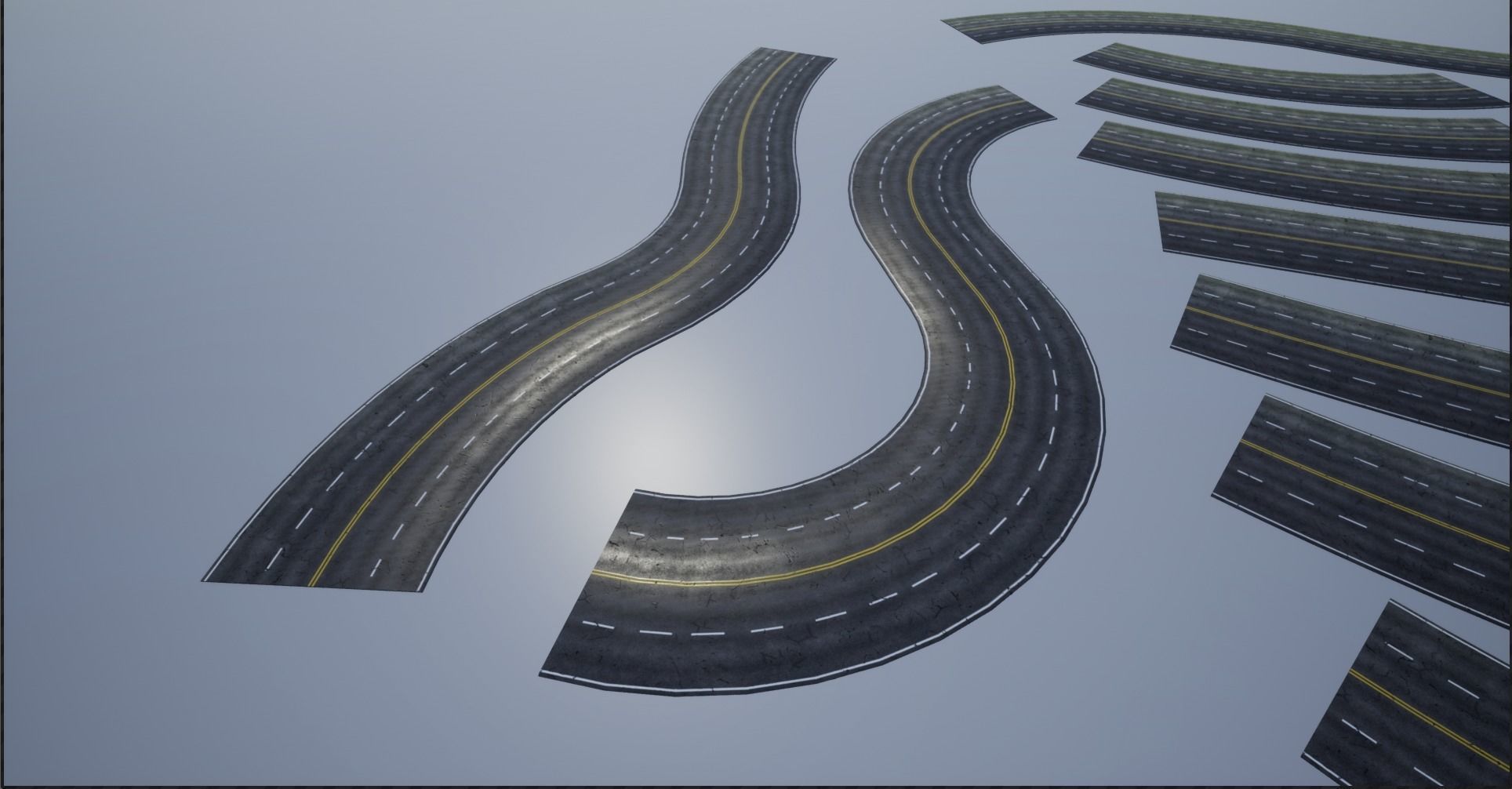 Modular Cracked 4-Lane Highway Roads 4K-2K Low-poly 3D model_14