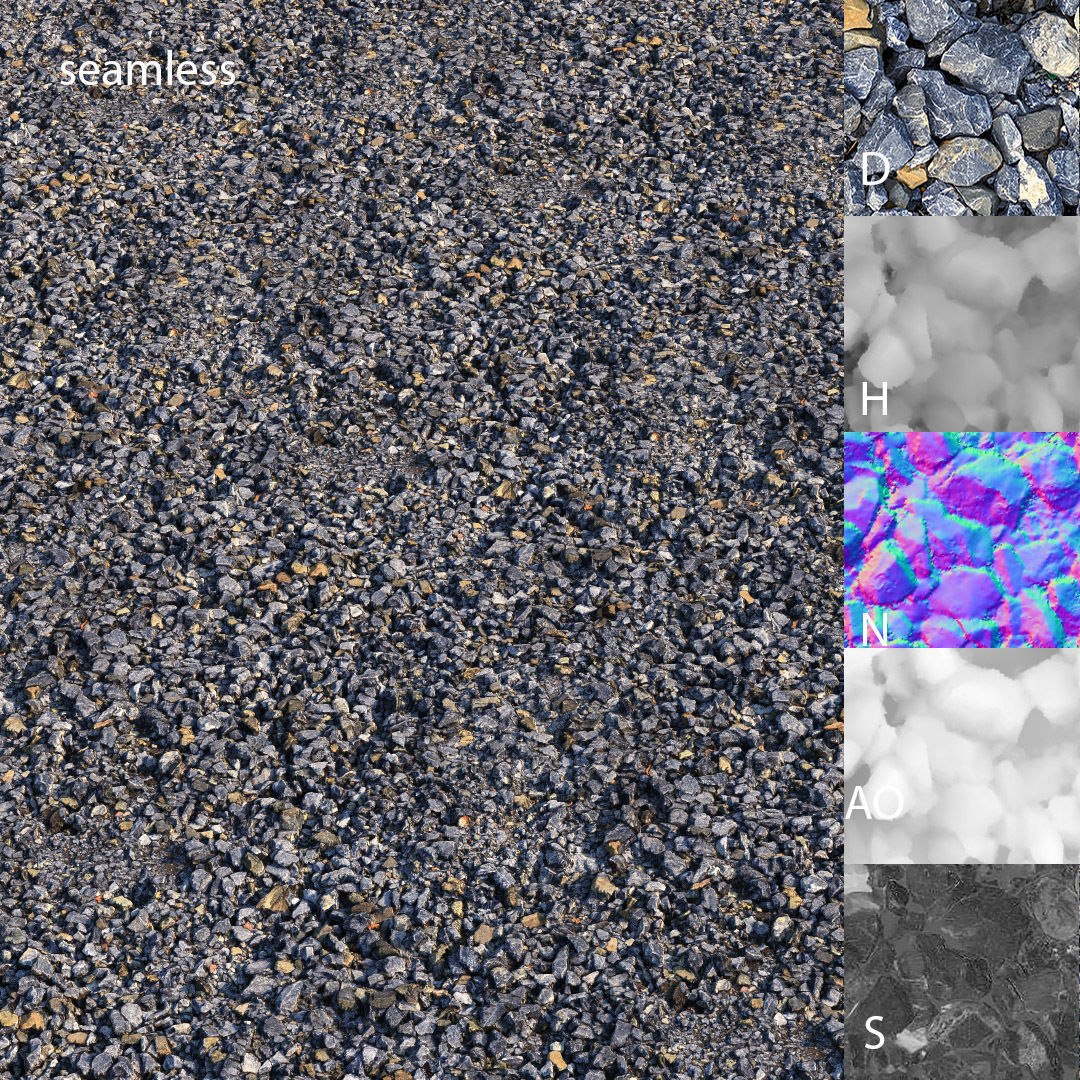 Large blue rubble material 3D model_6