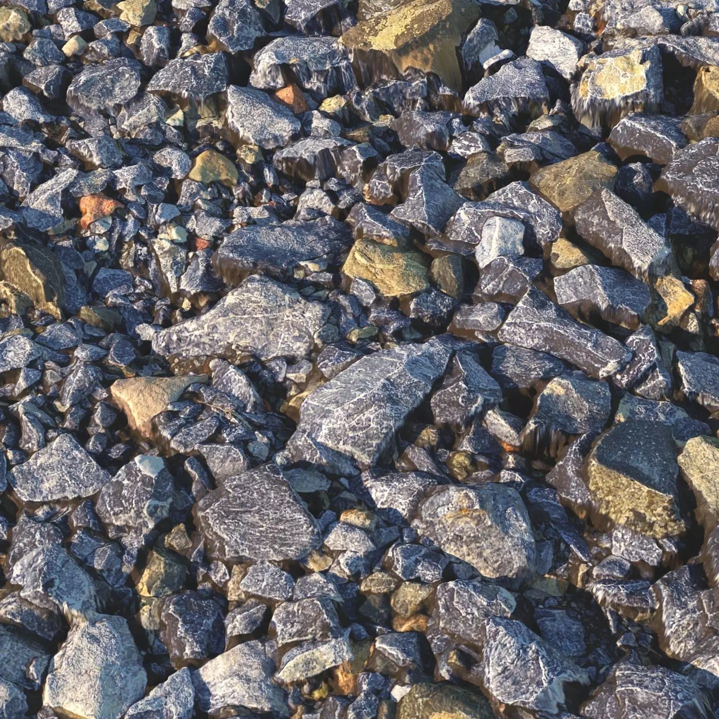 Large blue rubble material 3D model_0