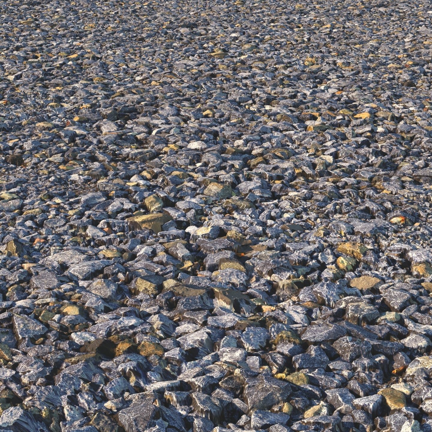 Large blue rubble material 3D model_1
