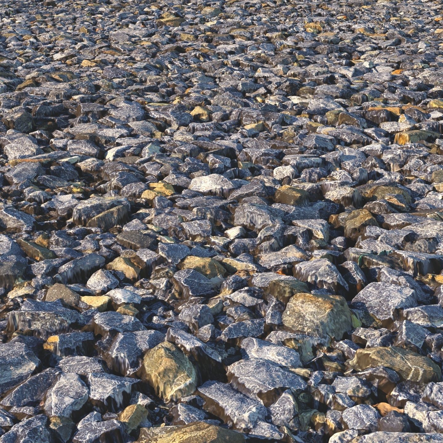 Large blue rubble material 3D model_2