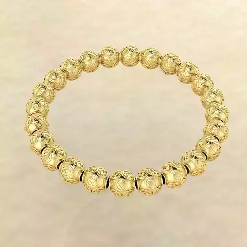 CHARM 3D PRINT gold bead bracelet
