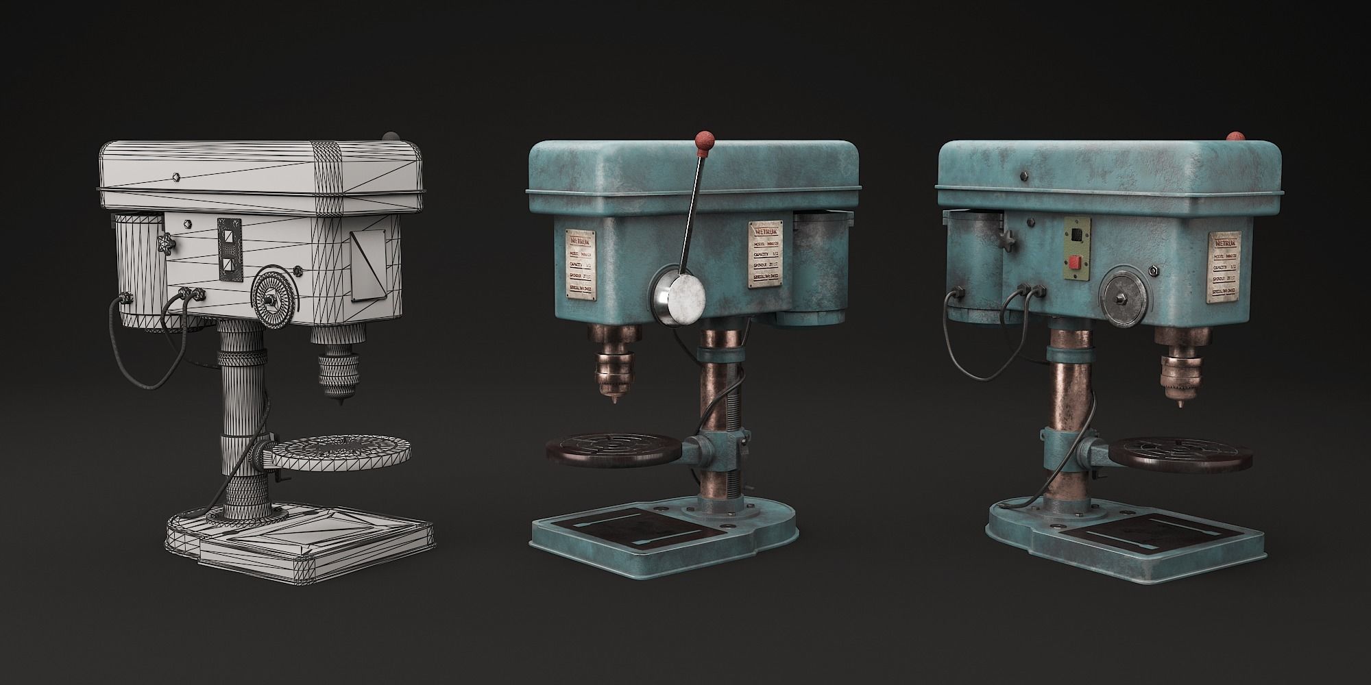 Drill Press  Low-poly 3D model_5