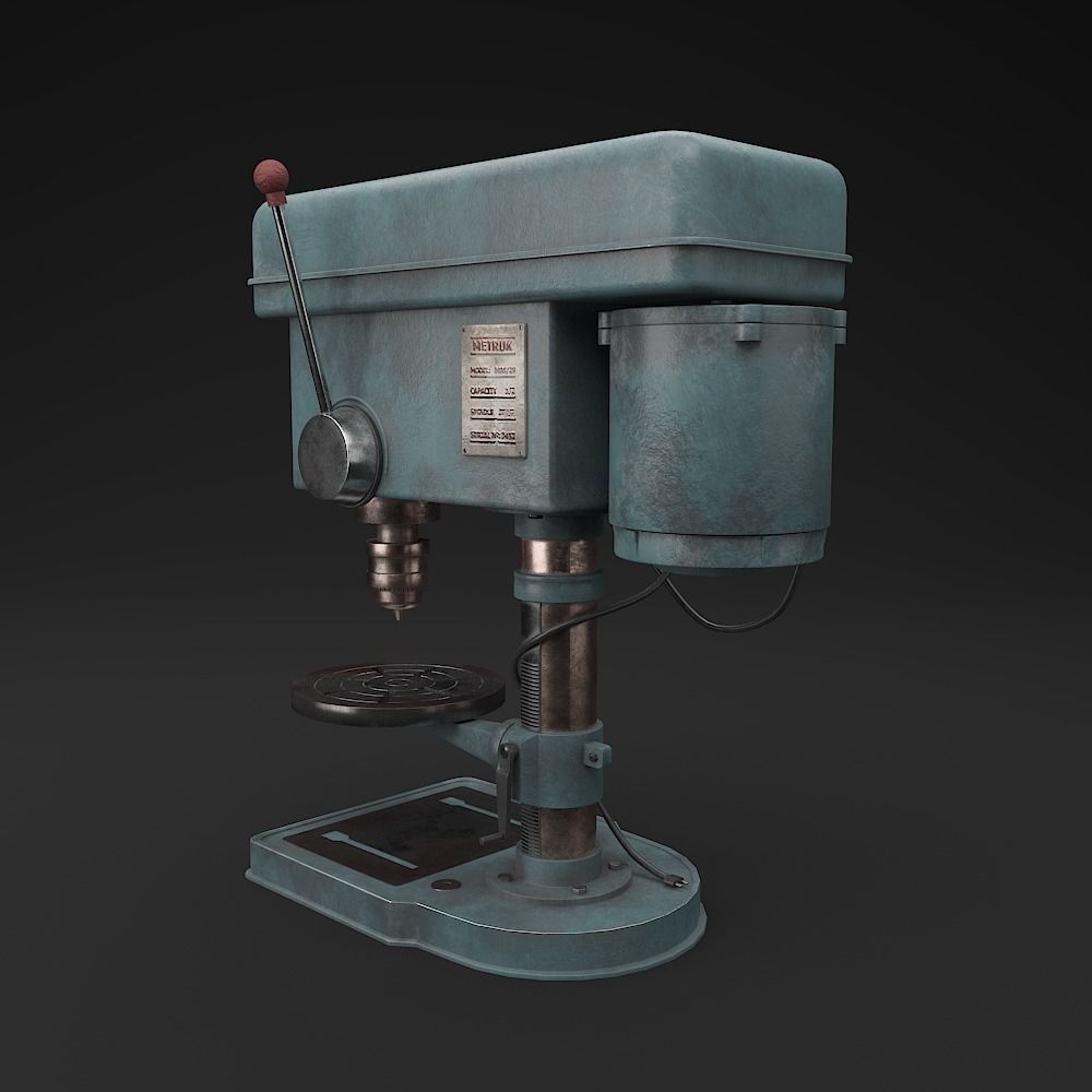 Drill Press  Low-poly 3D model_1