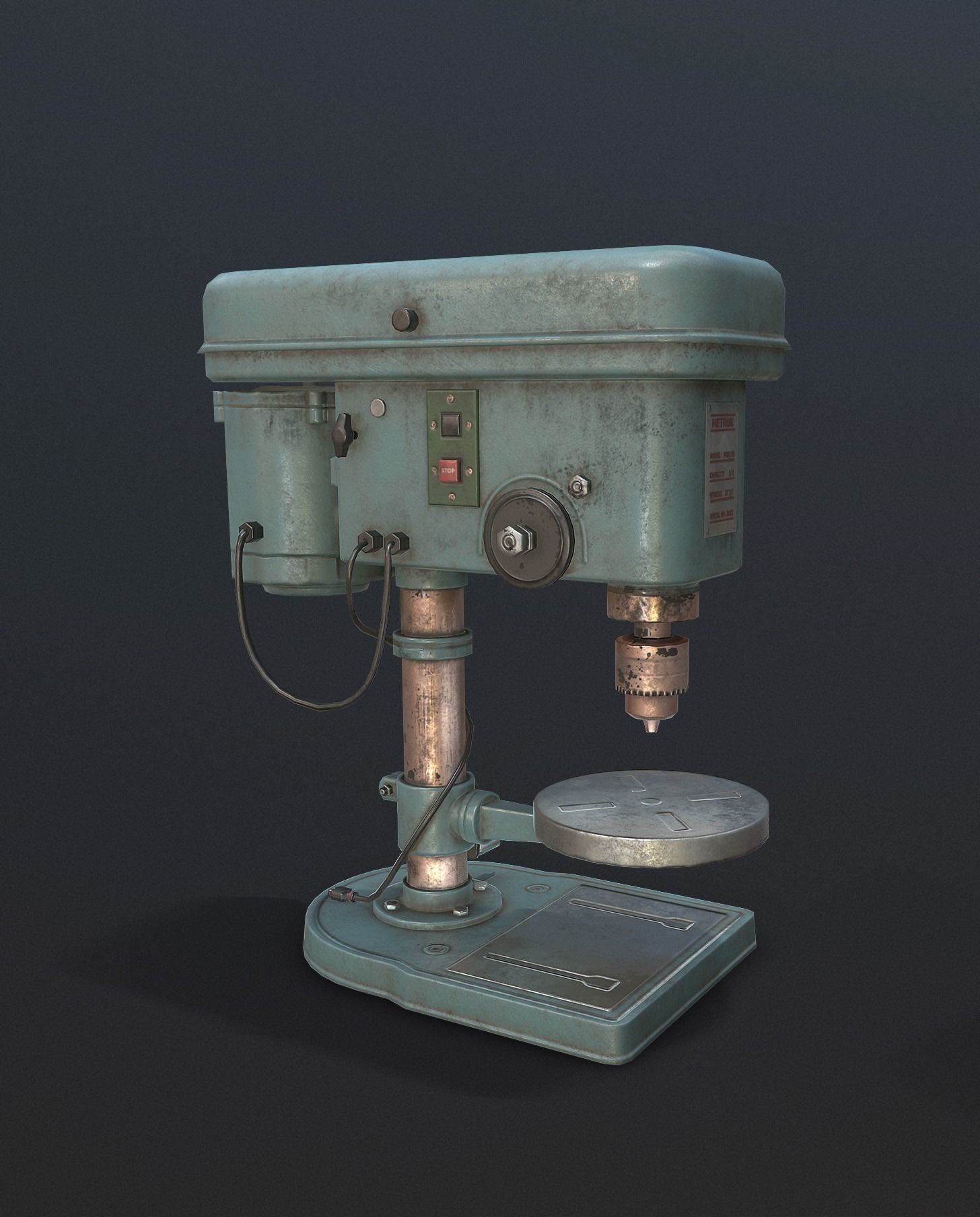 Drill Press  Low-poly 3D model_7