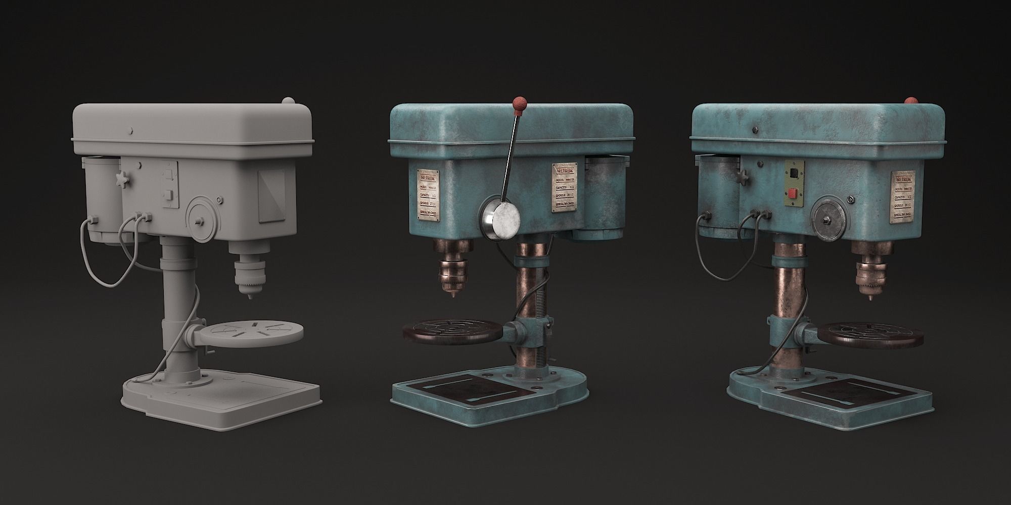 Drill Press  Low-poly 3D model_4