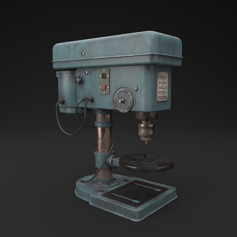 Drill Press  Low-poly 3D model_3
