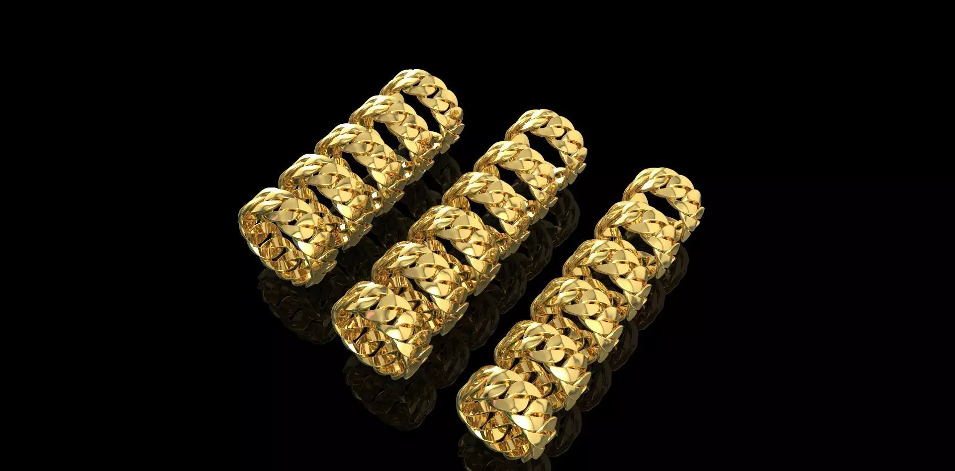 All sizes of the Cuban ring 3D print model