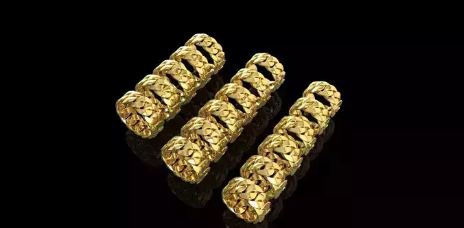 All sizes of the Cuban ring 3D print model