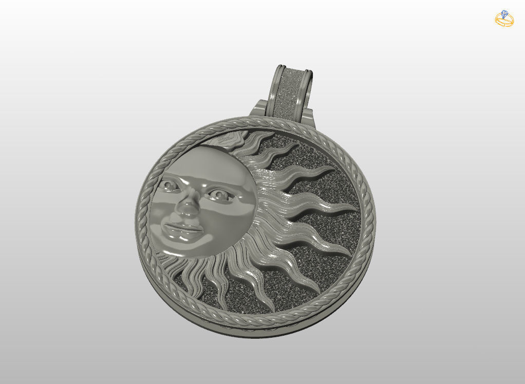 Sun face pendant 3D print model_11