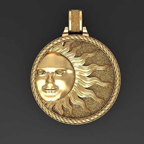 Sun face pendant 3D print model