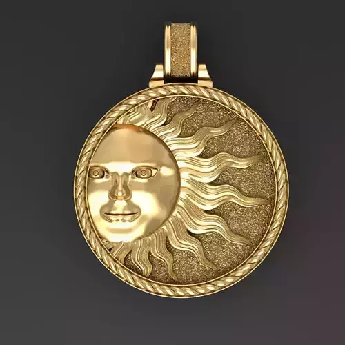 Sun face pendant 3D print model Sun face pendant 3D print model
