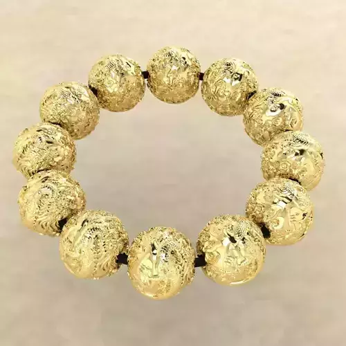 CHARM 3D PRINT gold bracelet with balls