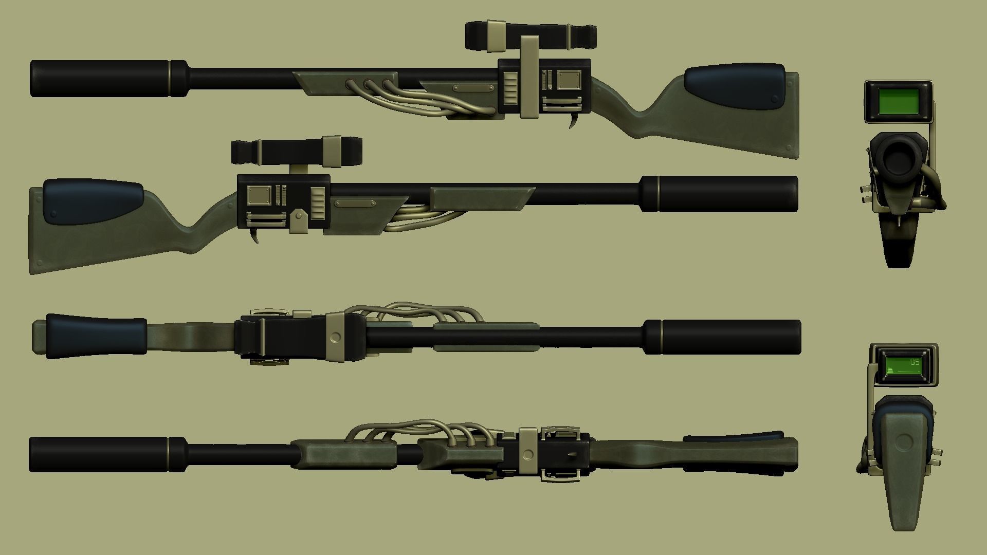 Sci-Fi Sniper Rifle - Gun - Weaponry Low-poly 3D model_15