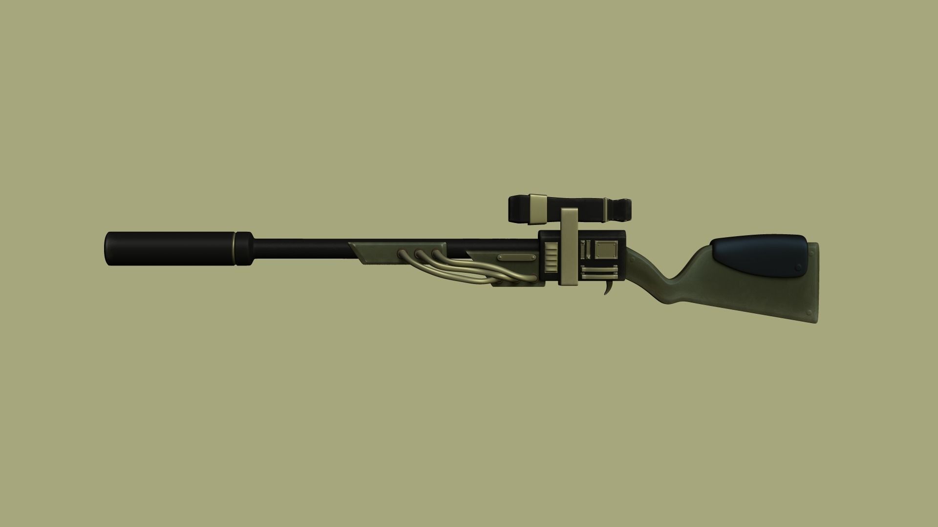 Sci-Fi Sniper Rifle - Gun - Weaponry Low-poly 3D model_7