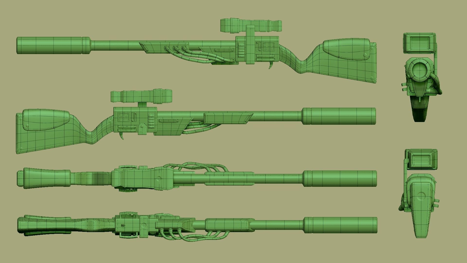 Sci-Fi Sniper Rifle - Gun - Weaponry Low-poly 3D model_14