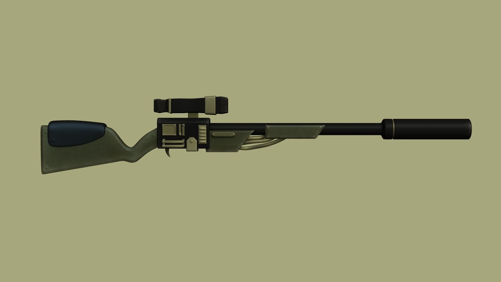 Sci-Fi Sniper Rifle - Gun - Weaponry Low-poly 3D model_3