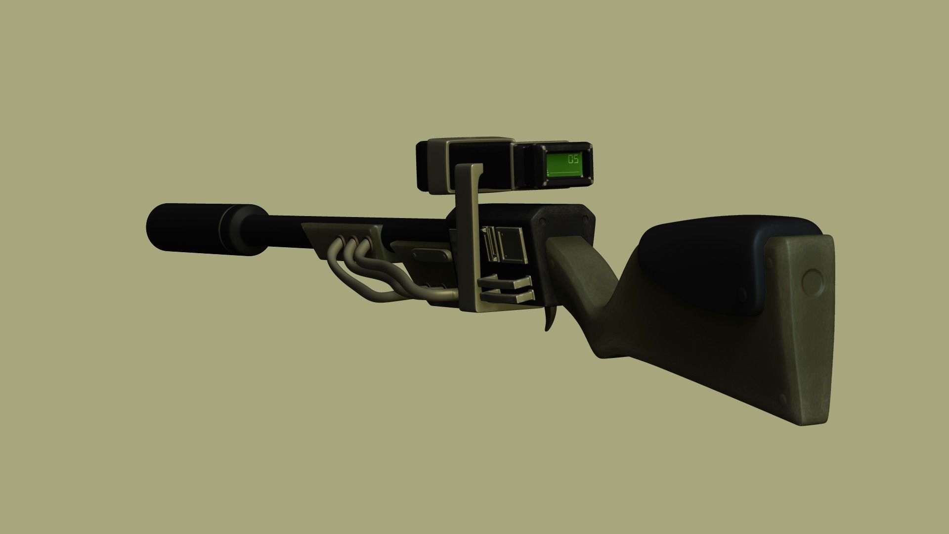 Sci-Fi Sniper Rifle - Gun - Weaponry Low-poly 3D model_4