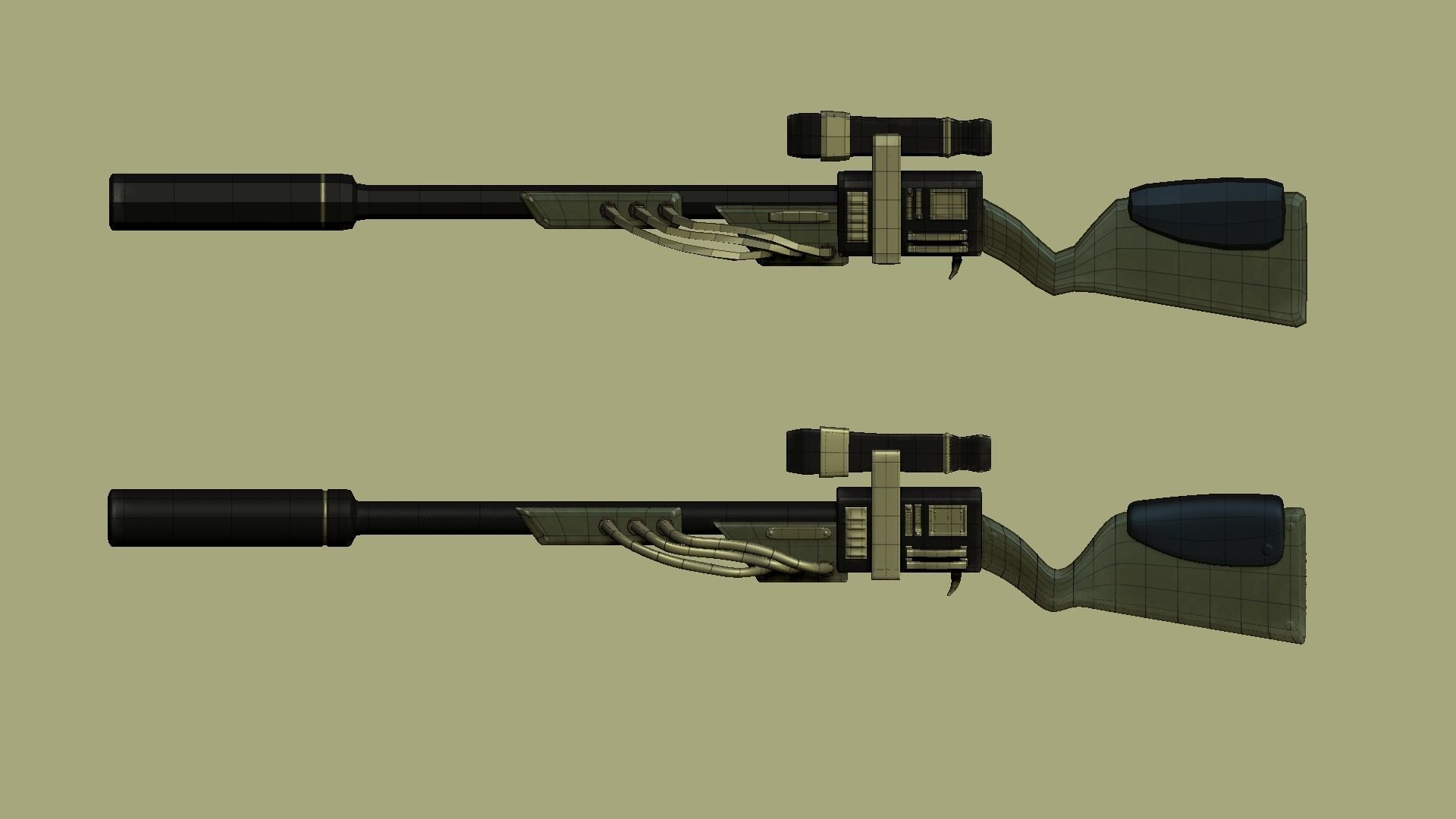 Sci-Fi Sniper Rifle - Gun - Weaponry Low-poly 3D model_16