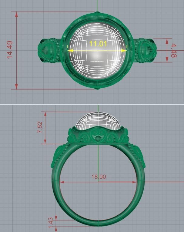 Pearl ring 3D print model_4