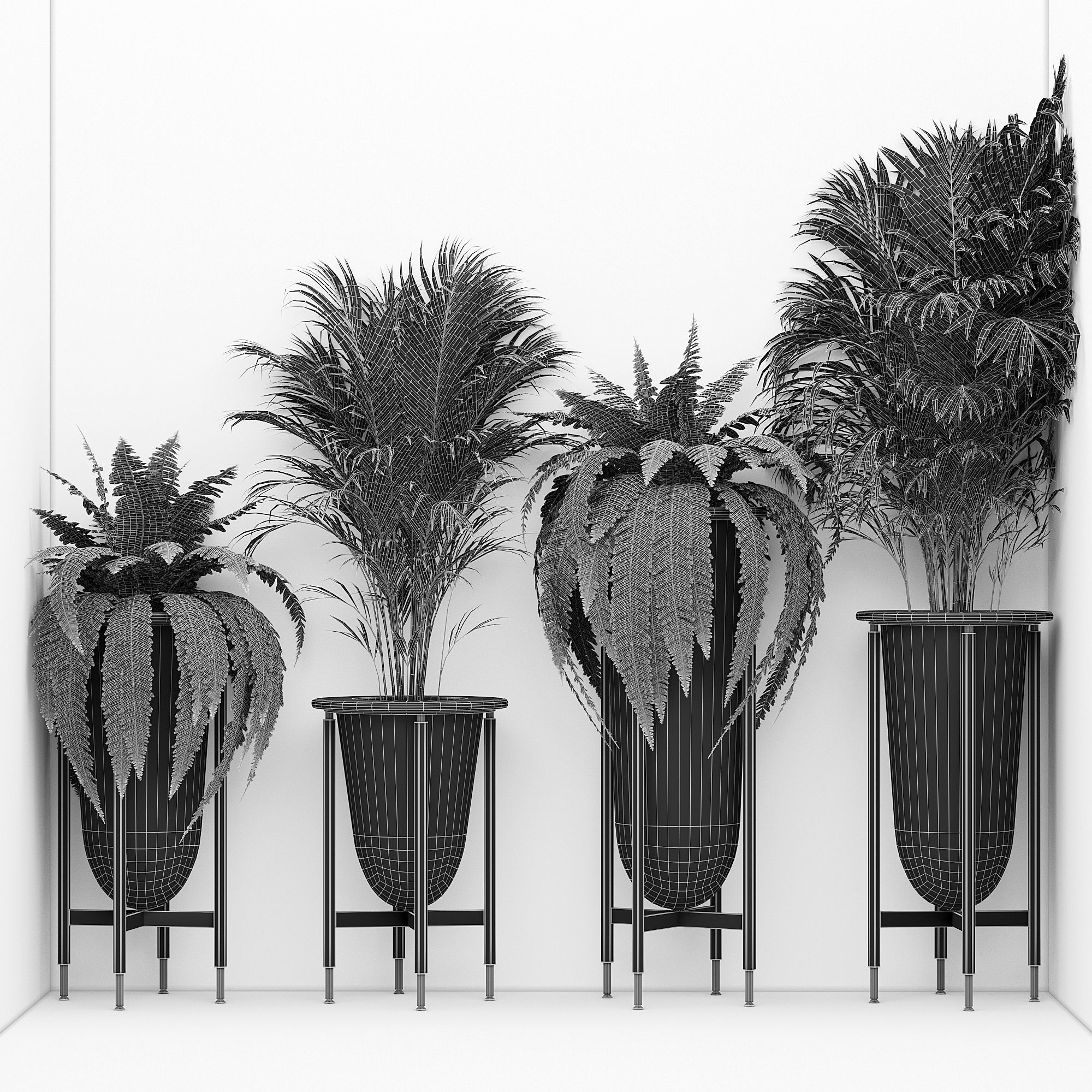 Palm and fern corner 3D model_10