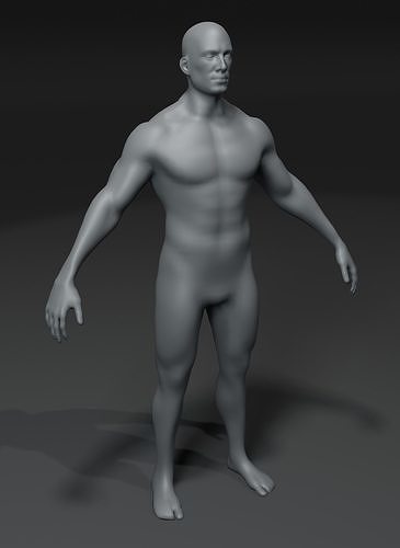 Male Body Base Mesh 3D Model 10k Polygons Low-poly 3D model