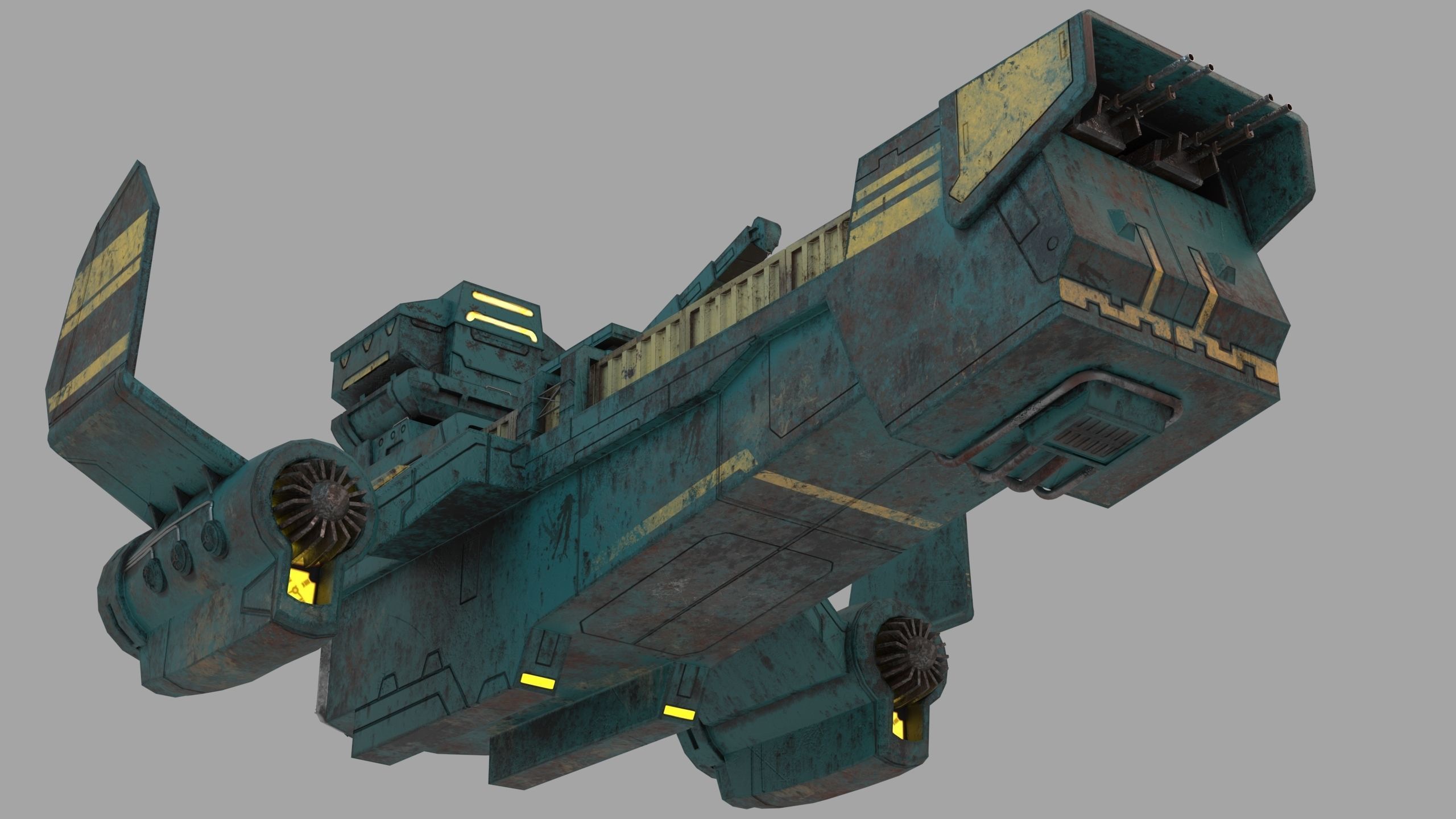 Sci-fi Cargoship 3D model_5