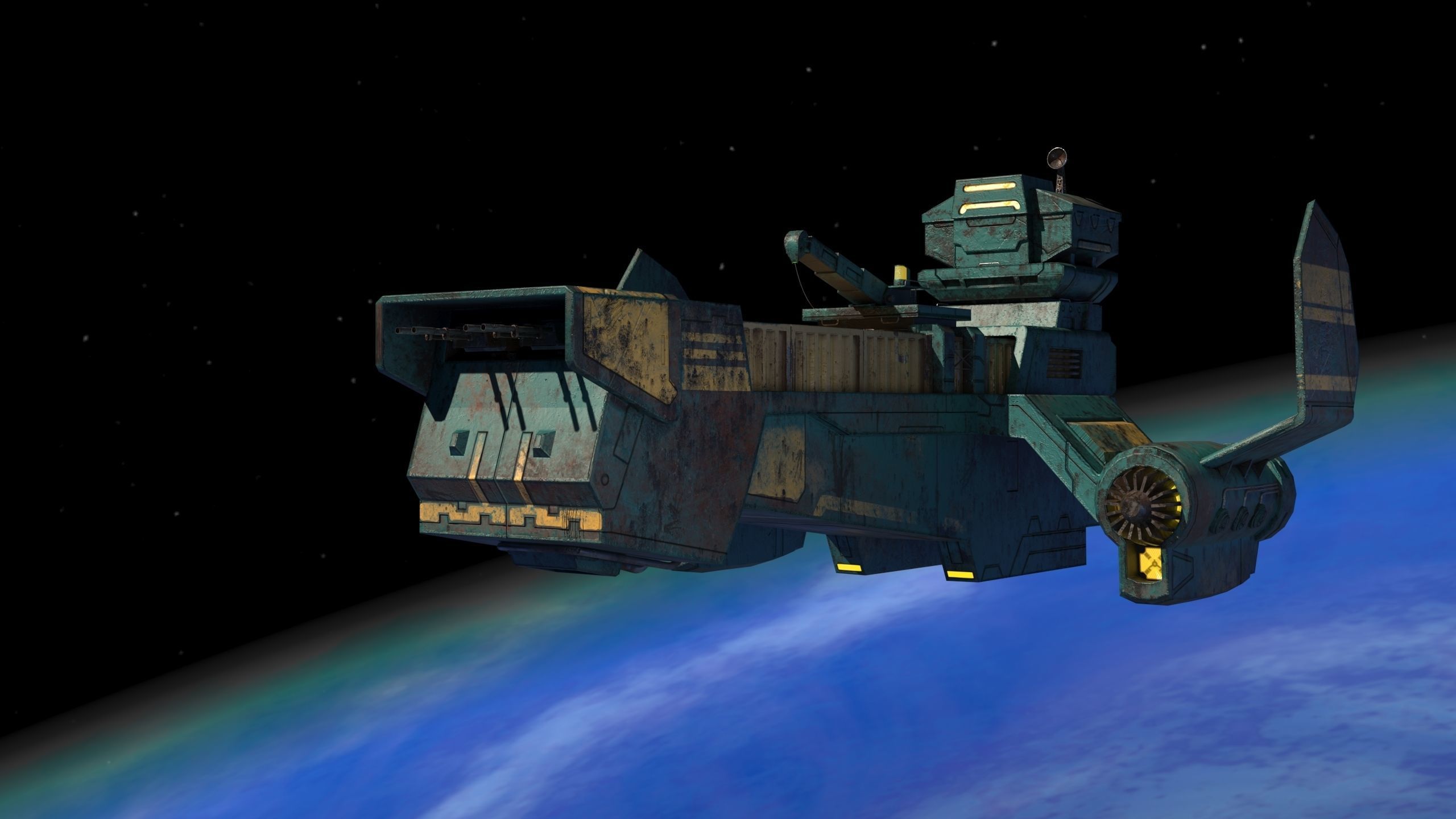 Sci-fi Cargoship 3D model_1