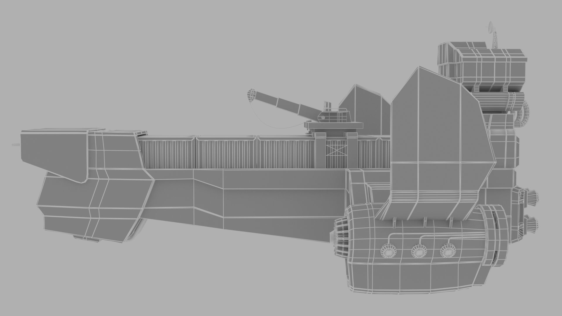 Sci-fi Cargoship 3D model_7