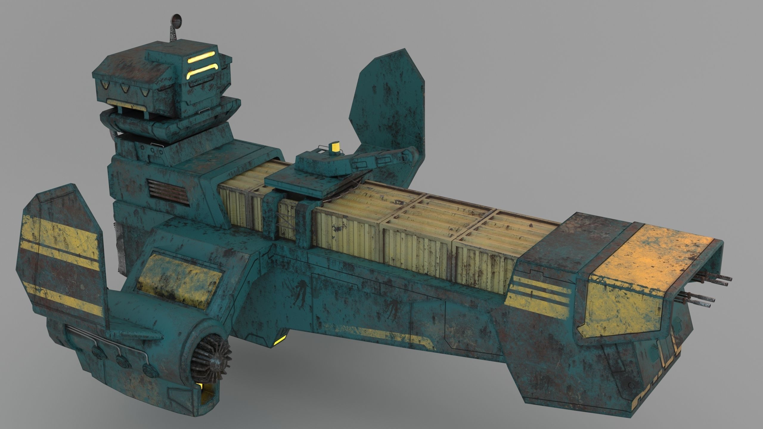 Sci-fi Cargoship 3D model_2