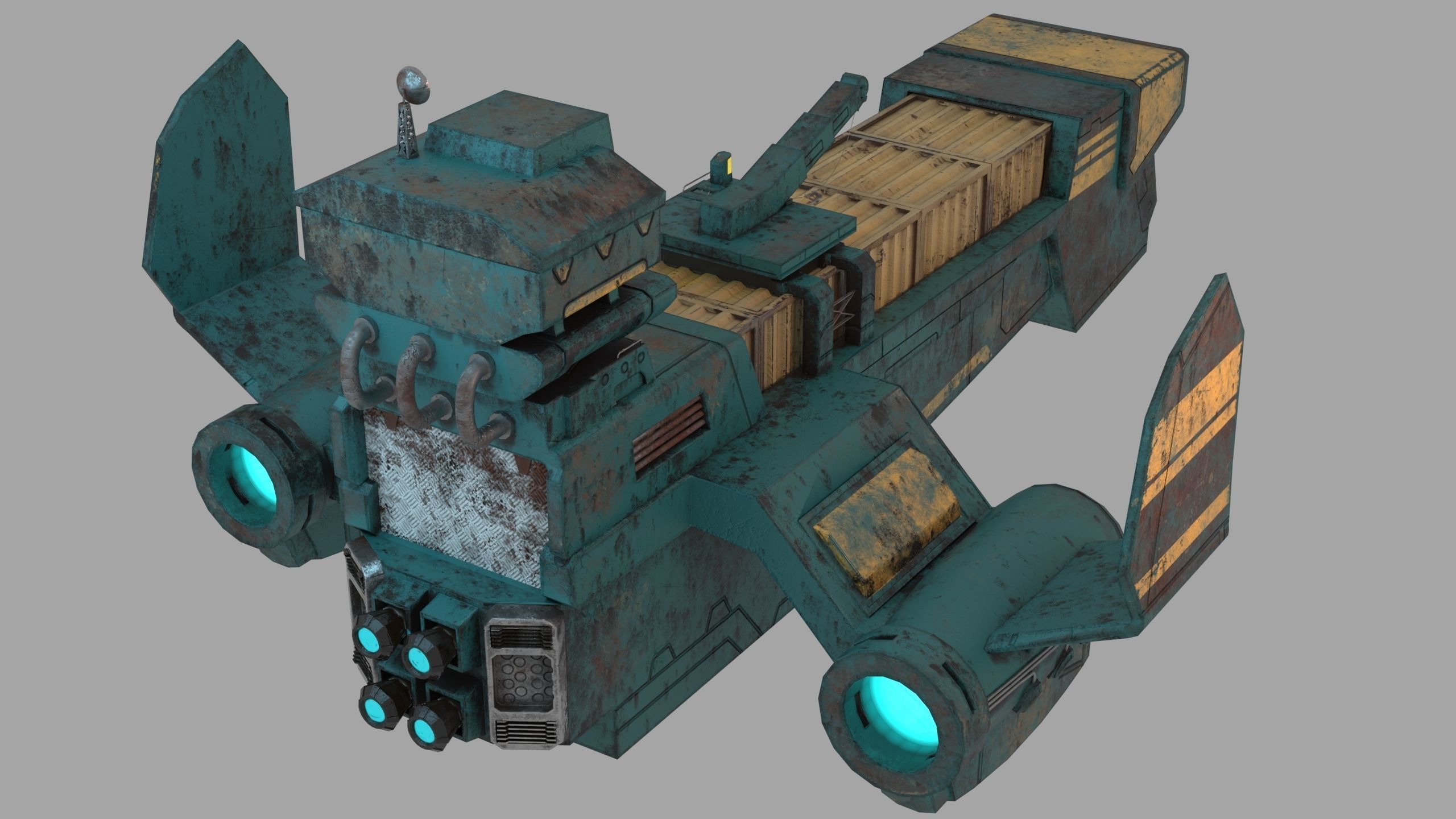 Sci-fi Cargoship 3D model_3