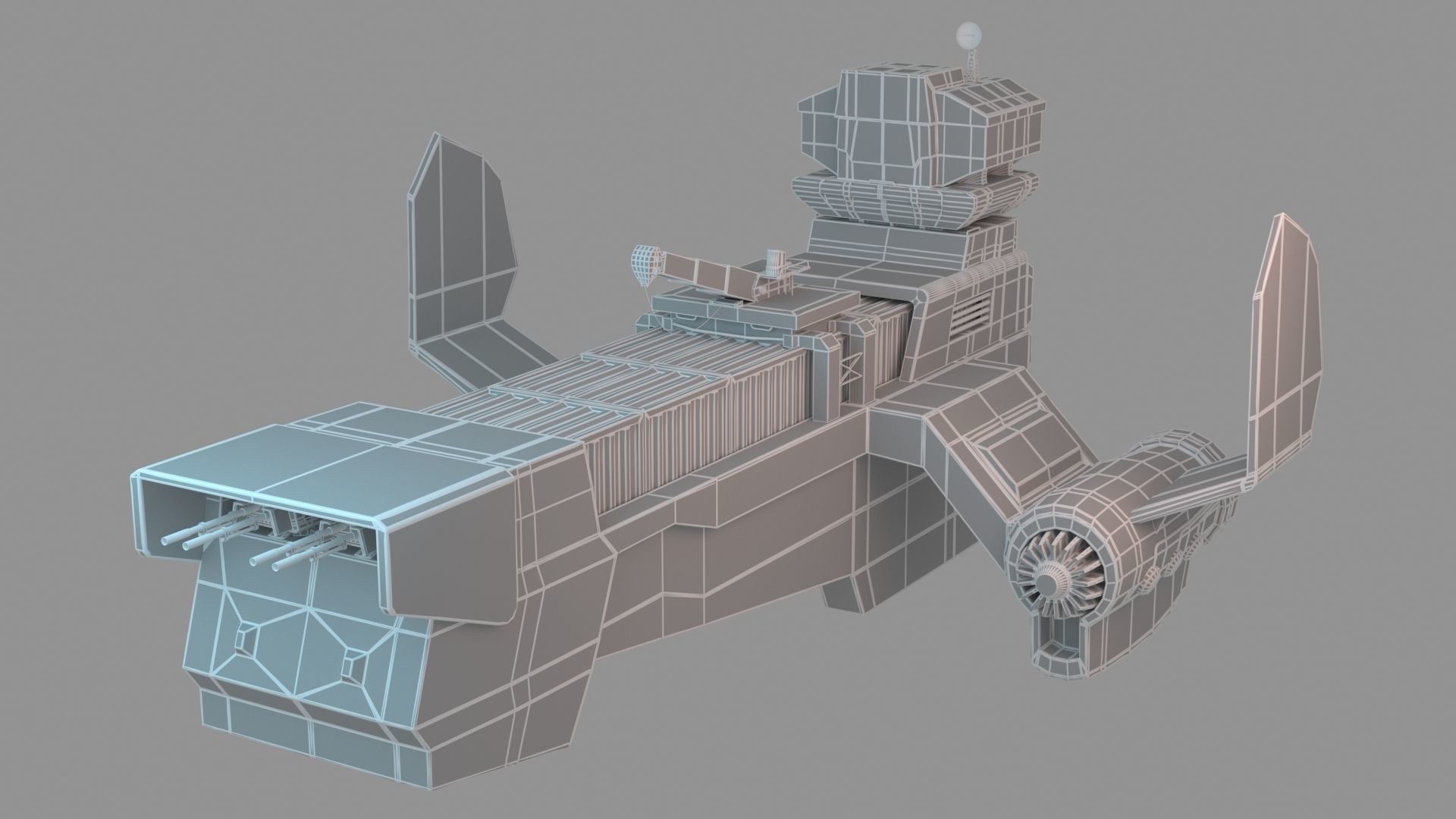 Sci-fi Cargoship 3D model_6