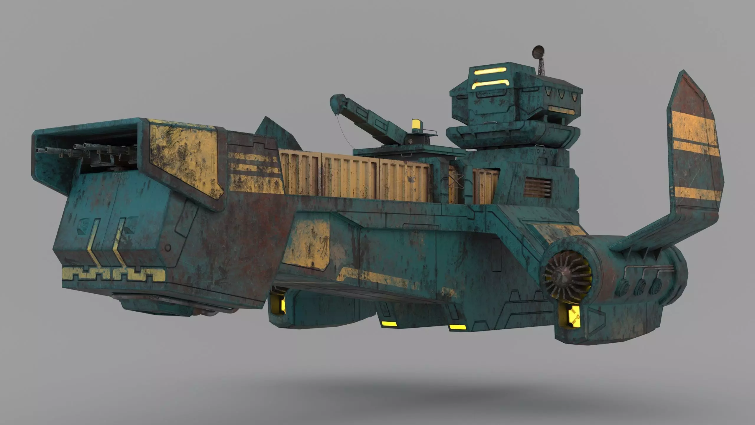 Sci-fi Cargoship 3D model_0