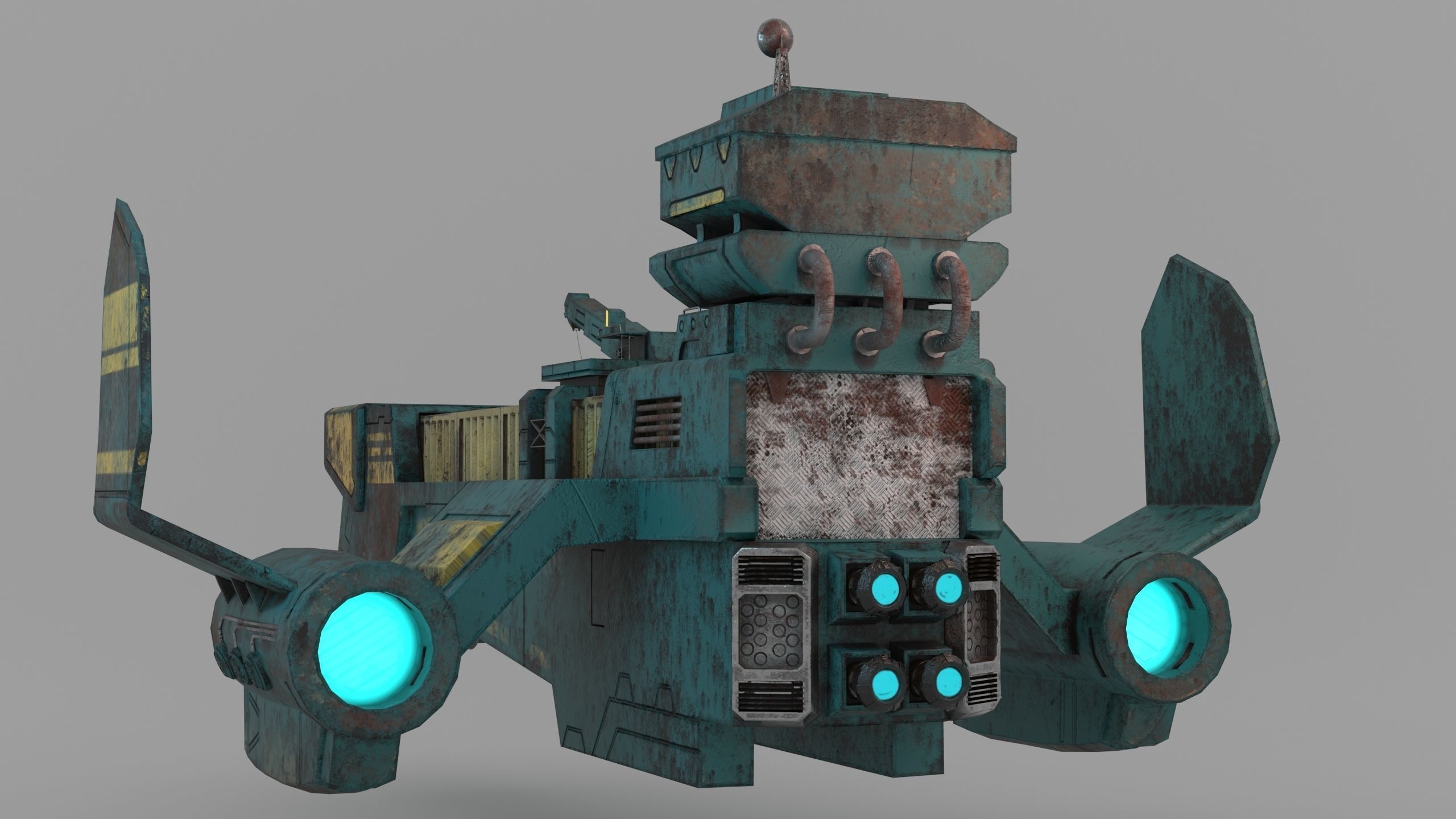 Sci-fi Cargoship 3D model_4