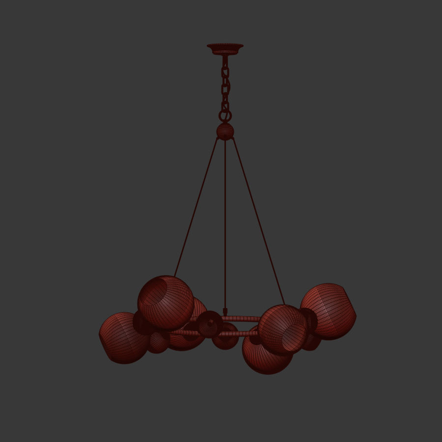 Bubbles 9 light chandelier 3D model_4