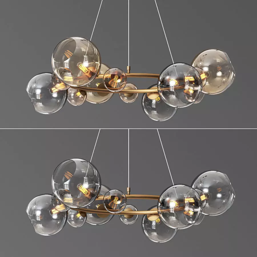Bubbles 9 light chandelier 3D model_0