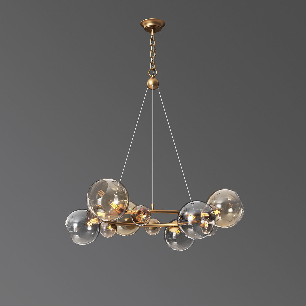 Bubbles 9 light chandelier 3D model_2