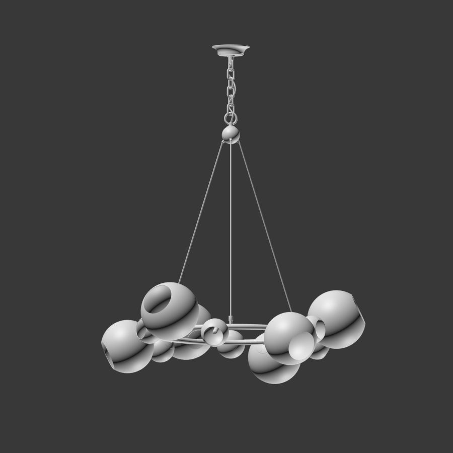 Bubbles 9 light chandelier 3D model_3